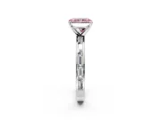 Solitaire Engagement Ring Setting for Fancy Pink Radiant Cut Center with Channel Baguette Band and Prong Head in White Gold