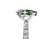 Solitaire Engagement Ring Setting for Fancy Green Pear-Shaped Center with Micro Pave Band and Prong Head in White Gold