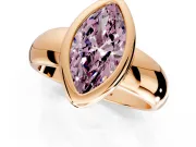 Solitaire Engagement Ring Setting for Fancy Pink Marquise Center with Wide Band and Bezel Head in Rose Gold