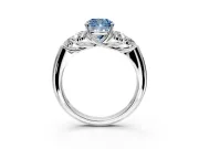Cluster Engagement Ring Setting for Fancy Blue Cushion Cut Center with Round Cut Accent Frame and Prong Head in Platinum