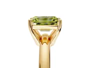 Solitaire Engagement Ring Setting for Fancy Yellow Emerald Cut Center with Wire Band and Prong Head in Yellow Gold