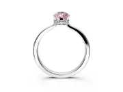 Hidden Halo Engagement Ring Setting for Fancy Pink Pear-Shaped Center with Wide Flat Plain Band and Prong Head in Sterling Silver