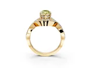 Halo Engagement Ring Setting for Fancy Yellow Marquise Center with Pave Infinity Twist Band and Prong Head in Yellow Gold