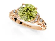 Solitaire Engagement Ring Setting for Fancy Yellow Round Cut Center with Filigree Band and Prong Head in Rose Gold