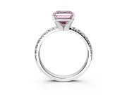Solitaire Engagement Ring Setting for Fancy Pink Asscher Cut Center with Large Accents and Prong Head in White Gold