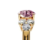 Cluster Engagement Ring Setting for Fancy Pink Round Cut Center with Round Cut Accent Frame and Prong Head in Yellow Gold
