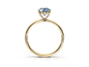Solitaire Engagement Ring Setting for Fancy Blue Oval Center with Straight Thin Band and Prong Head in Yellow Gold