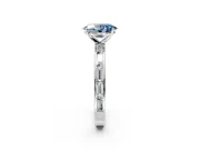 Solitaire Engagement Ring Setting for Fancy Blue Oval Center with Channel Baguette Band and Prong Head in Sterling Silver