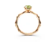 Solitaire Engagement Ring Setting for Fancy Yellow Oval Center with Bamboo Band and Prong Head in Rose Gold