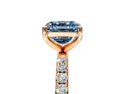 Solitaire Engagement Ring Setting for Fancy Blue Asscher Cut Center with Micro Pave Band and Prong Head in Rose Gold