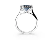 Single Halo Engagement Ring Setting for Fancy Blue Princess Cut Center with Corner Claws, Plain Band and Prong Head in Platinum