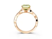 Solitaire Engagement Ring Setting for Fancy Yellow Asscher Cut Center with Twisted Pave Split Shank and Prong Head in Rose Gold