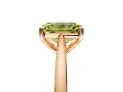 Solitaire Engagement Ring Setting for Fancy Yellow Emerald Cut Center with Narrow Cathedral Band and Prong Head in Rose Gold