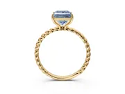 Solitaire Engagement Ring Setting for Fancy Blue Princess Cut Center with Plain Twisted Rope Band and Prong Head in Yellow Gold