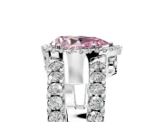 Halo Engagement Ring Setting for Fancy Pink Pear-Shaped Center with Wide-Open Pave Split Shank and Prong Head in Platinum