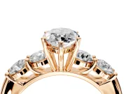 5 Stone Engagement Ring Setting for Marquise Center with Graduated Accents and Prong Head in Rose Gold