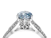 Solitaire Engagement Ring Setting for Fancy Blue Marquise Center with Pave Rail Split Shank and Prong Head in Sterling Silver