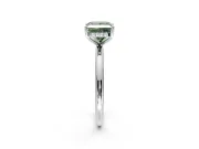 Hidden Halo Engagement Ring Setting for Fancy Green Princess Cut Center with Thin Round-Wire Band and Prong Head in White Gold