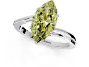 Solitaire Engagement Ring Setting for Fancy Yellow Marquise Center with Plain Bypass Twist Band and Prong Head in Platinum