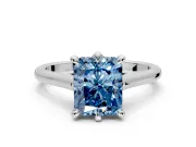 Solitaire Engagement Ring Setting for Fancy Blue Radiant Cut Center with Cathedral Band and Prong Head in Sterling Silver