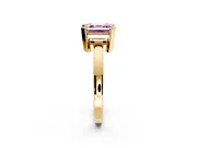 Solitaire Engagement Ring Setting for Fancy Pink Asscher Cut Center with Plain Band and Flat Tab Prong Head in Yellow Gold