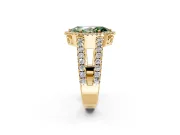 Halo Engagement Ring Setting for Fancy Green Marquise Center with Wide-Open Pave Split Shank and Prong Head in Yellow Gold