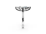Single Halo Engagement Ring Setting for Fancy Blue Marquise Center with Corner Claws, Plain Band and Prong Head in Platinum
