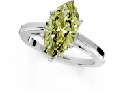 Solitaire Engagement Ring Setting for Fancy Yellow Marquise Center with Flat-Sided Plain Band and Prong Head in Sterling Silver