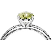 Solitaire Engagement Ring Setting for Fancy Yellow Pear-Shaped Center with Scrollwork Band and Prong Head in Sterling Silver