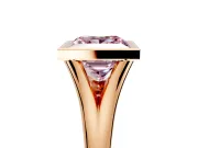 Solitaire Engagement Ring Setting for Fancy Pink Princess Cut Center with V Split Shank and Bezel Head in Rose Gold