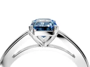 Solitaire Engagement Ring Setting for Fancy Blue Emerald Cut Center with Flat-Sided Plain Band and Prong Head in White Gold