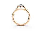 Solitaire Engagement Ring Setting for Marquise Center with V Split Shank and Bezel Head in Rose Gold