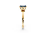 Solitaire Engagement Ring Setting for Fancy Blue Emerald Cut Center with Plain Band and Tulip Prong Head in Yellow Gold