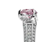 Solitaire Engagement Ring Setting for Fancy Pink Heart-Shaped Center with Accented Split Shank and Prong Head in White Gold