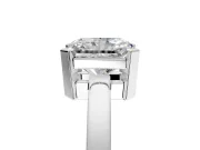 Solitaire Engagement Ring Setting for Radiant Cut Center with Plain Band and Flat Tab Prong Head in Sterling Silver