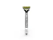 Milgrain Pave Engagement Ring Setting for Fancy Yellow Emerald Cut Center with Accent Band and Prong Head in Sterling Silver