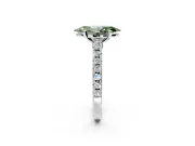 Solitaire Engagement Ring Setting for Fancy Green Marquise Center with Single Row Accent Band and Prong Head in Sterling Silver