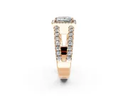 Halo Engagement Ring Setting for Princess Cut Center with Wide-Open Pave Split Shank and Prong Head in Rose Gold
