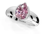 Tension Engagement Ring Setting for Fancy Pink Pear-Shaped Center with Wide Flat Band and Tension Head in Platinum