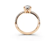 Solitaire Engagement Ring Setting for Pear-Shaped Center with Multi-Row Pave Accents and Basket Head in Rose Gold