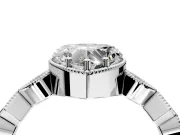 Milgrain Bezel Engagement Ring Setting for Heart-Shaped Center with Marquise Stations and Bezel Head in White Gold