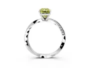 Side Accent Engagement Ring Setting for Fancy Yellow Radiant Cut Center with Accent Shoulders and Prong Head in Platinum