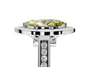 Halo Engagement Ring Setting for Fancy Yellow Marquise Center with Outer Bezel Rim, Pave Band and Prong Head in Platinum