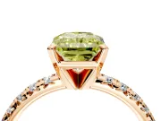 Solitaire Engagement Ring Setting for Fancy Yellow Radiant Cut Center with Large Accents and Prong Head in Rose Gold