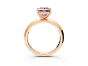 Solitaire Engagement Ring Setting for Fancy Pink Princess Cut Center with Wide Knife Ridge Band and Prong Head in Rose Gold