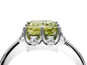 Floral Frame Engagement Ring Setting for Fancy Yellow Princess Cut Center with Accent Clusters and Prong Head in Platinum
