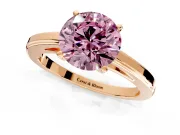 Solitaire Engagement Ring Setting for Fancy Pink Round Cut Center with Flat-Sided Plain Band and Prong Head in Rose Gold