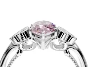 Cluster Engagement Ring Setting for Fancy Pink Marquise Center with Bezel Accent Clusters and Prong Head in White Gold