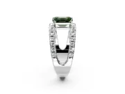 Solitaire Engagement Ring Setting for Fancy Green Emerald Cut Center with Wide-Open Split Shank and Prong Head in Platinum