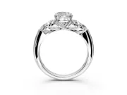 Cluster Engagement Ring Setting for Cushion Cut Center with Round Cut Accent Frame and Prong Head in Platinum